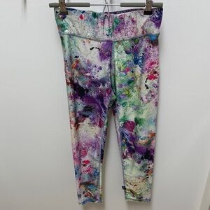 Terez White Multicolor Paint-Splatter Kids Leggings